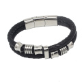 Yudan Jewelry Stainless Steel Leather Bracelet Adjustable